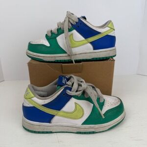 Nike Dunk Low Multi-Color Green Blue White Toddler Sneakers 11C FN6974-100